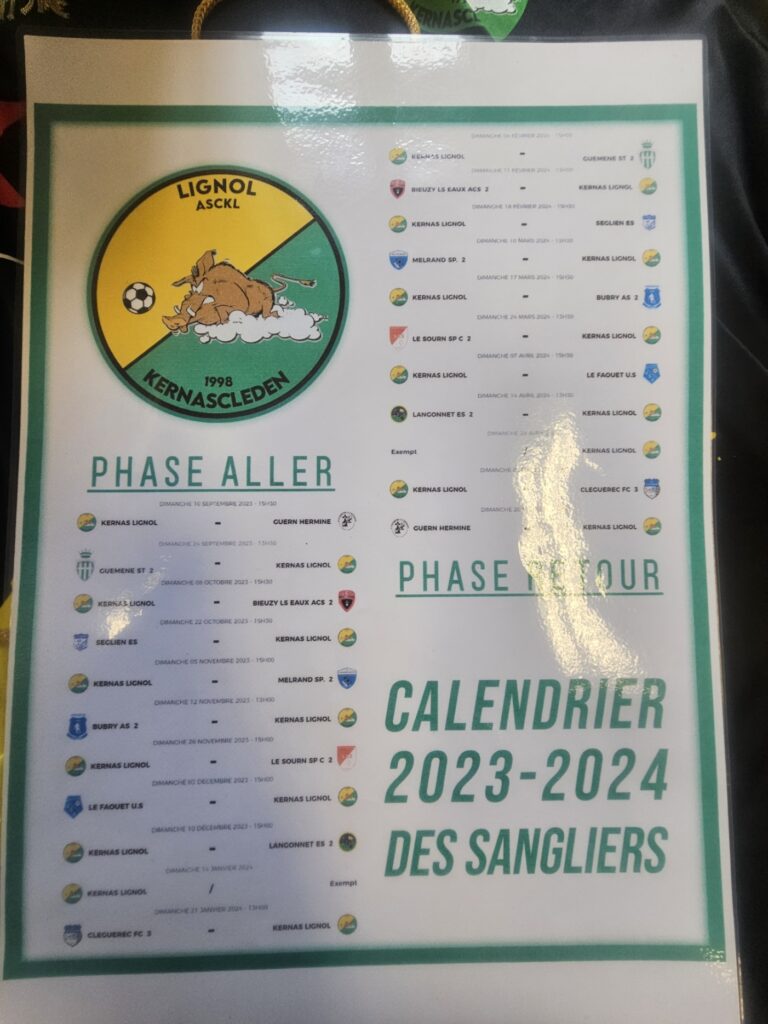 Calendrier 2023 - 2024 du club ASCKL