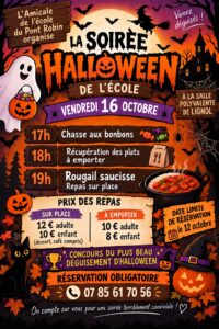 Soirée Halloween à l'école de pont Robin à Lignol
